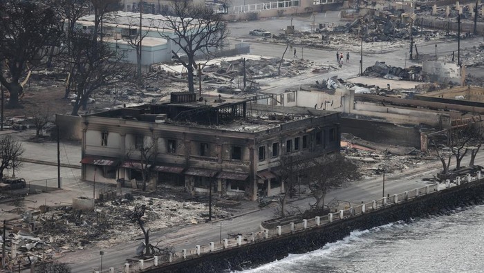 Views from the air of the community of Lahaina after wildfires driven by high winds burned across most of the town several days ago, in Lahaina, Maui, Hawaii, U.S. August 10, 2023. REUTERS/Marco Garcia