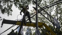 Penertiban jaringan utilitas berupa pemutusan kabel udara di Jakarta tersebut agar rapi.