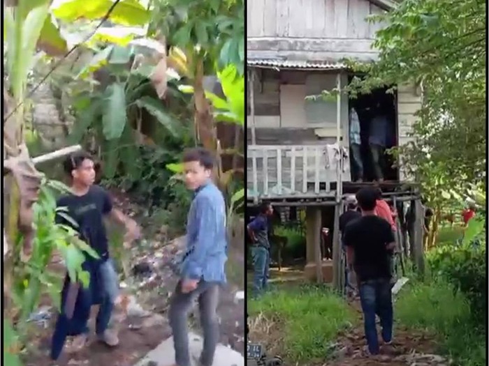 Sejumlah pria tampak merusak sebuah rumah di Palembang.