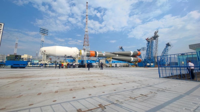 Specialists take part in preparations ahead of the launch of the lunar landing spacecraft Luna-25 mission to search for ice near the south pole of the moon, at the Vostochny Cosmodrome in the Amur region, Russia, in this handout photo published August 1, 2023. Roscosmos/Vostochny Space Centre/Handout via REUTERS ATTENTION EDITORS - THIS IMAGE HAS BEEN SUPPLIED BY A THIRD PARTY. MANDATORY CREDIT.
