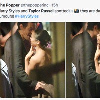 Gosip asmara antara Harry Styles dan Taylor Russell bermula ketika keduanya kegep bersama di London, Inggris. Dalam foto yang tersebar tampak Harry Styles dan Taylor berpelukan sambil tertawa. Foto: dok. Twitter