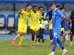 Cristiano Ronaldo cetak brace untuk kemenangan Al Nassr atas Al Hilal 2-1 di King Fahd Stadium, Taif pada final Liga Champions Arab, Sabtu (12/8) malam WIB (Reuters)