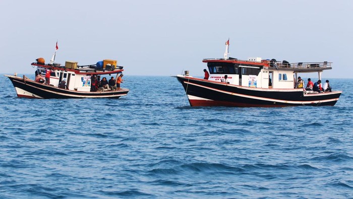 Fun Fishing 2023 bersama Jurnalis Peduli Sejumlah wartawan dari berbagai media mengikuti event Fun Fishing 2023 yang digelar Jurnalis Peduli di perairan Selat Sunda, Banten, Sabtu (12/8/2023).