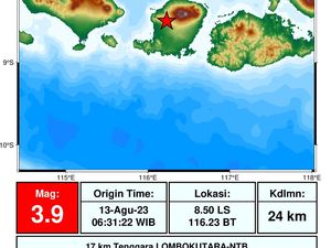 Gempa M 3,9 Guncang Lombok Utara, Disertai Gemuruh-Warga Berhamburan