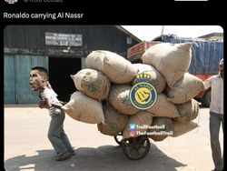 Meme Ronaldo Sumringah Bawa Al Nassr Juara Liga Champions Arab