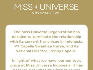 Miss Universe Organization Putus Kontrak Pemegang Lisensi Indonesia