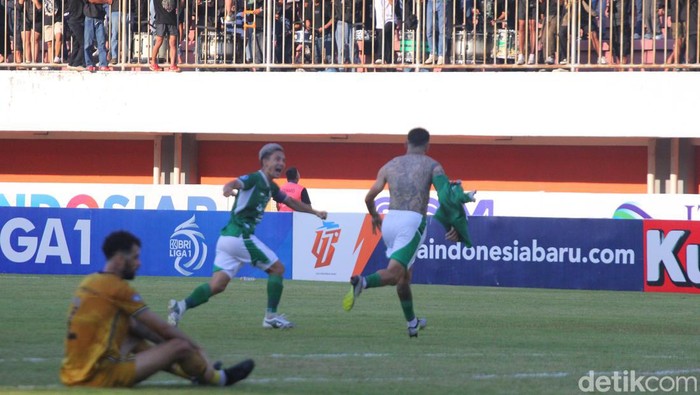 Momen kemenangan perdana PSS Sleman saat melawan Bhayangkara FC di Stadion Maguwoharjo, Minggu (13/8/2023)
