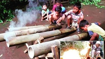 Meriam bambu yang seru banget. Foto: Twitter