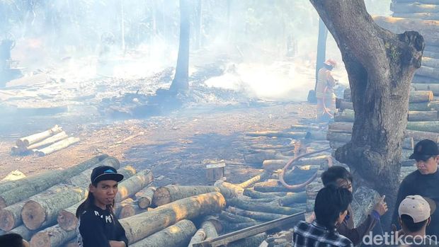 gudang pengolahan kayu di Probolinggo terbakar