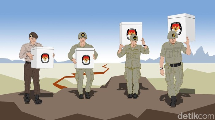 Ilustrasi Anggota TNI Membantu Polisi Mengamankan Pilpres