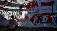 Warga juga membuat mural tokoh nasional.  