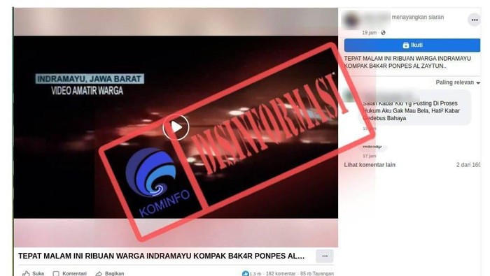 Tangkapan layar unggahan video viral Ponpes Al-Zaytun dibakar