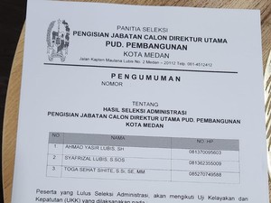3 Calon Dirut PUD Pembangunan Medan Ikut Uji Kelayakan dan Kepatutan