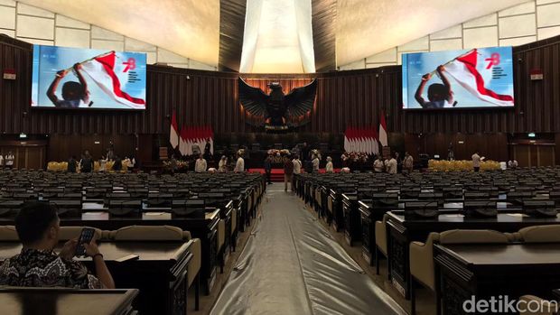 Gedung Nusantara II DPR jelang Sidang Tahunan 2023. (Firda Cynthia Anggrainy/detikcom).