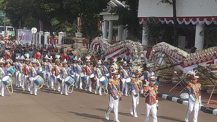 Gladi bersih upacara HUT Ke-78 Kemerdekaan RI di Istana (Kanavino/detikcom)