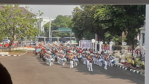 Gladi bersih upacara HUT Ke-78 Kemerdekaan RI di Istana (Kanavino/detikcom)