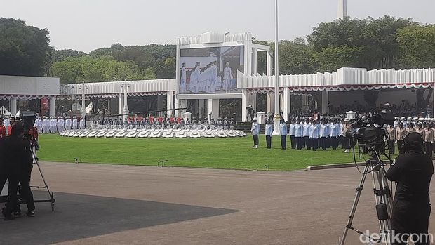 Gladi bersih upacara peringatan HUT ke-78 RI di Istana Merdeka. (Kanavino Ahmad Rizqo/detikcom).