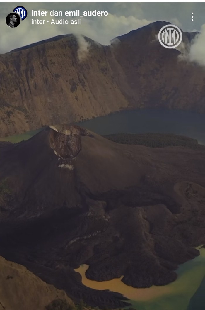 Tangkapan layar video Gunung Rinjani yang diunggah Inter Milan.