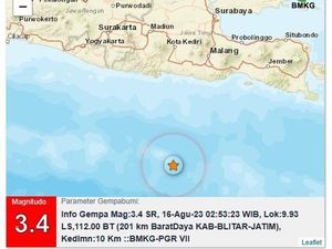 Dalam 2 Minggu, 9 Kali Gempa Berpusat di Selatan Blitar