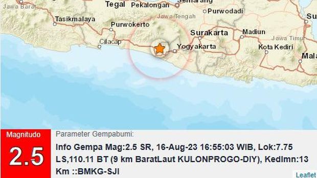 Gempa di Kulon Progo, Rabu (16/8/2023) sore.