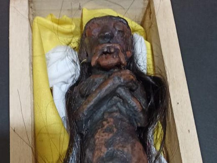 Replika boneka jenglot yang dijual pelaku Rp 17 juta kepada korban.