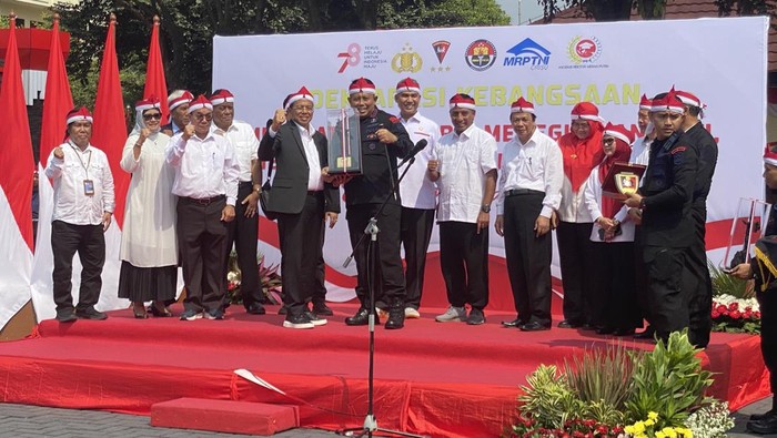 Korps Brimob Polri menggelar apel Deklarasi Kebangsaan Indonesia di Depok (Devi/detikcom)