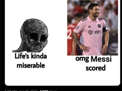 Lagi bete tapi mendadak jadi happy setelah Messi bikin gol lagi. Foto: dok. Internet/Twitter