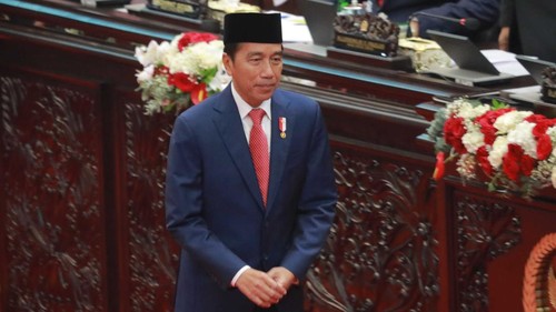 Presiden Joko Widodo (Jokowi)  menyampaikan pidato RUU RAPBN 2024 beserta nota keuangan, di DPR, Rabu (16/8/2023).