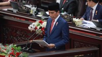 Presiden Joko Widodo (Jokowi)  menyampaikan pidato RUU RAPBN 2024 beserta nota keuangan, di DPR, Rabu (16/8/2023). 