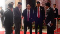 Try Sutrisno tiba di gedung DPR untuk menghadiri sidang tahunan, Rabu (16/8/2023). 