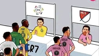 Meme kepindahan Ronaldo ke Liga Arab Saudi menarik pemain bintang sepakbola lainnya ke Liga Arab Saudi. Foto: Twitter