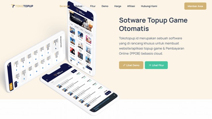 Tampilan web Tokopopup