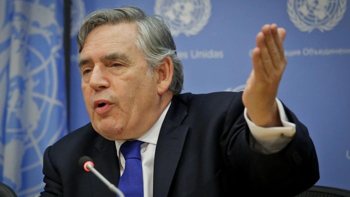 FILE - Gordon Brown, United Nations Special Envoy for Global Education and former Prime Minister of the United Kingdom, holds a news conference at U.N. headquarters, on Sept. 16, 2016. Brown told a virtual U.N. press conference on the second anniversary of the Taliban takeover of Afghanistan on Tuesday, Aug. 15, 2023, that its rulers are responsible for “the most egregious, vicious and indefensible violation of women’s rights and girls’ rights in the world today.” (AP Photo/Bebeto Matthews, File)