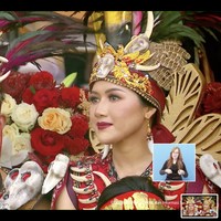 Erina menjelaskan bagian dasar baju yang dipakainya dan Kaesang adalah kayu alam yang diikat dengan kain tenun pampele dan dipadu-padankan dengan kain tenun kaiwu patola. Tata busana dan aksesoris dibuat mengacu pada sustainable fashion dan tidak menggunakan materi hewan asli.  Foto: Dok. Instagram, YouTube Sekretariat Presiden