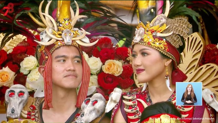 Kaesang dan Erina di Upacara HUT Ke-78 RI. Foto: Tangkapan layar YouTube Sekretariat Presiden