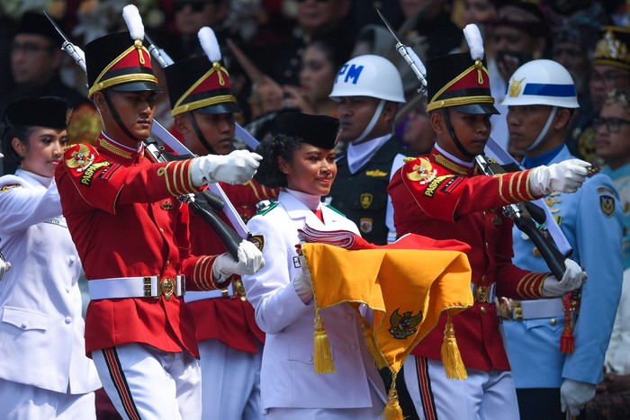 Presiden Jokowi memimpin upacara Peringatan Detik-detik Proklamasi Kemerdekaan Republik Indonesia di Istana Merdeka, Kamis (17/8/2023) Jokowi bertindak sebagai inspektur upacara.