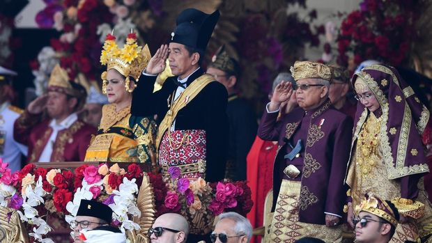Presiden Jokowi memimpin upacara Peringatan Detik-detik Proklamasi Kemerdekaan Republik Indonesia di Istana Merdeka, Kamis (17/8/2023) Jokowi bertindak sebagai inspektur upacara.