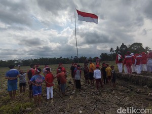 Petani Malang yang Prihatin Pupuk Mahal Upacara HUT RI di Tengah Sawah