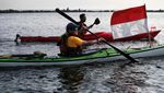 Potret Ratusan Pendayung Rayakan Kemerdekaan di Teluk Jakarta
