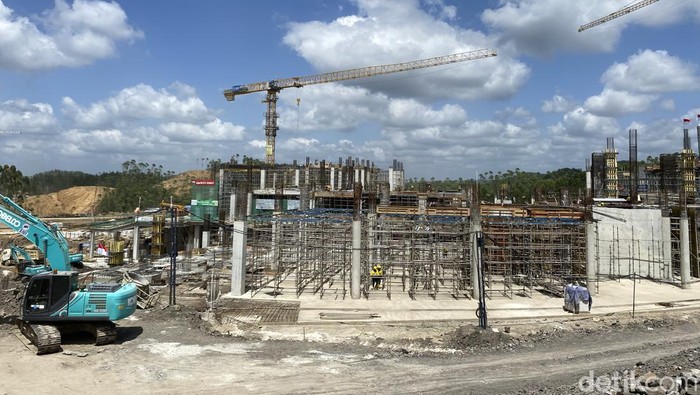 Progres pembangunan Istana Presiden di IKN.