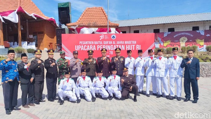 Upacara di Ponpes Baitul Quran Al-Jahra Magetan dipimpin Badan Nasional Penanggulangan Terorisme (BNPT).