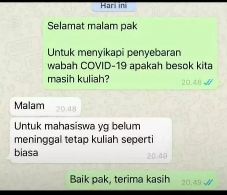 Deretan chat antara mahasiswa dan dosen ini bikin ketawa dan ngelus dada. Yang sabar, ya!