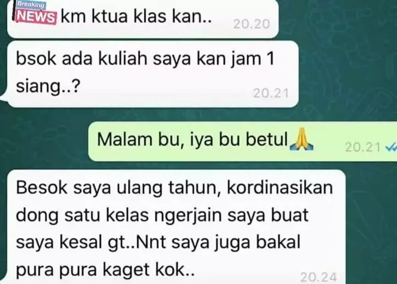 Deretan chat antara mahasiswa dan dosen ini bikin ketawa dan ngelus dada. Yang sabar, ya!