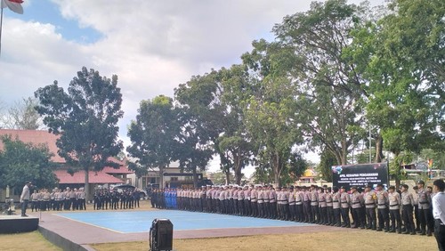 Apel kesiapan pengamanan kegiatan AMMTC ke-17 di Mapolres Manggarai Barat, NTT. (Ambrosius Ardin)