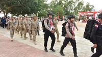 Pesserta kirab Kebangsaan Merah Putih terdiri dari polisi, TNI hingga ASN. (Foto: Dok. Polda Kepri)