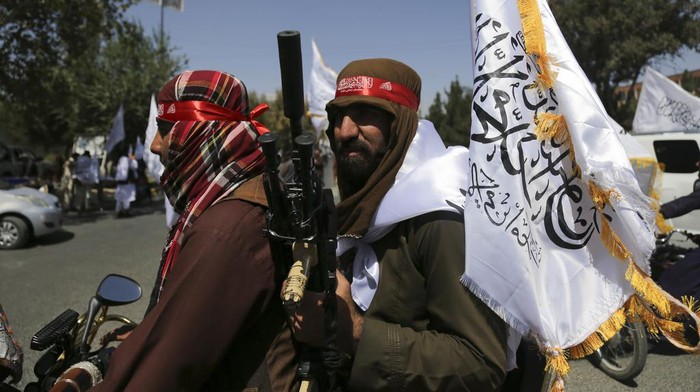 Taliban mark the second anniversary of their takeover of the country in Kabul, Afghanistan, Tuesday, Aug. 15, 2023. (AP Photo/Siddiqullah Alizai)
