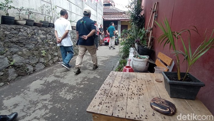 Lalat berkerubung di meja warga Kampung Gunung Jambe Kelurahan Tugujaya Kecamatan Cihideung Kota Tasikmalaya.