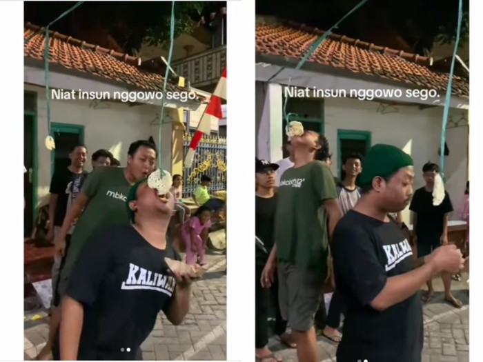 Lomba makan kerupuk bawa nasi bungkus