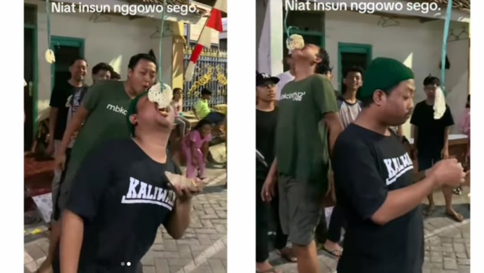 Lomba makan kerupuk bawa nasi bungkus