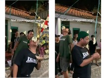 Ngakak! Pria Ini Bawa Nasi Kuning saat Ikut Lomba Makan Kerupuk
